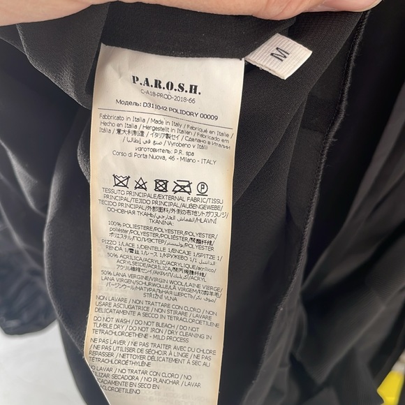 Gorgeous P.A.R.O.S.H. top with sheer sleeves and lace adjustable tie waist. - Picture 6 of 8